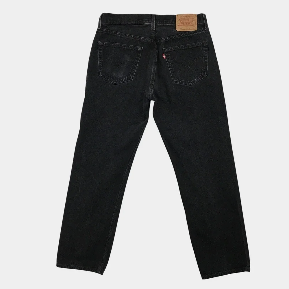 VINTAGE Y2K Levis 501 Mens Black Straight Leg Button Fly Denim Jeans 32x29